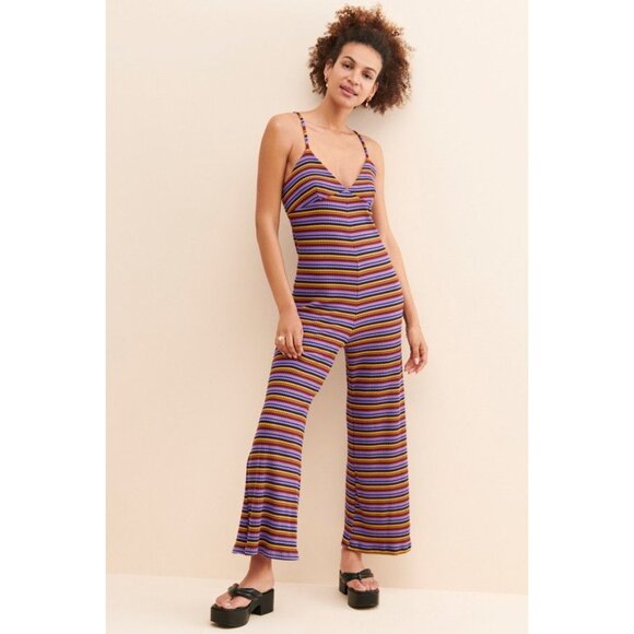 Anthropologie Pants - Anthropologie Sundry Striped Knit Jumpsuit Size XS Wide Leg